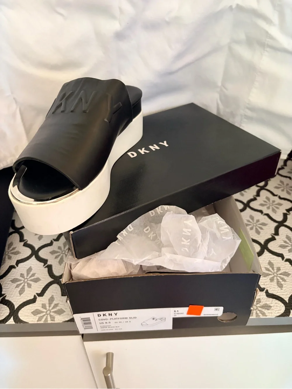 DKNY open toe platform slide